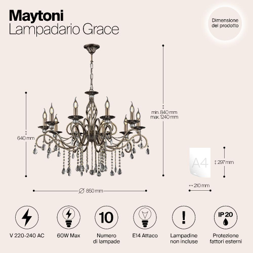 Подвесная люстра Maytoni Grace RC247-PL-10-R