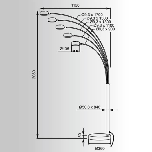 Торшер Zumaline Venti TS-5805G