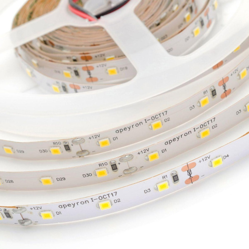 Светодиодная влагозащищенная лента Apeyron 4,8W/m 60LED/m 3528SMD теплый белый 5M 00-72 Светодиодная влагозащищенная лента Apeyron 4,8W/m 60LED/m 3528SMD теплый белый 5M 00-72