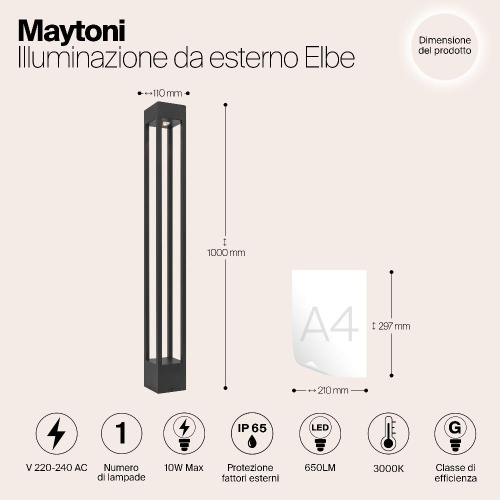Уличный светодиодный светильник Maytoni Elbe O424FL-L10GF