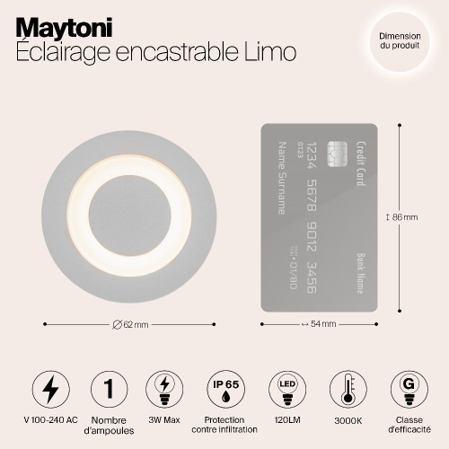 Встраиваемый светодиодный светильник Maytoni Limo O037-L3W3K