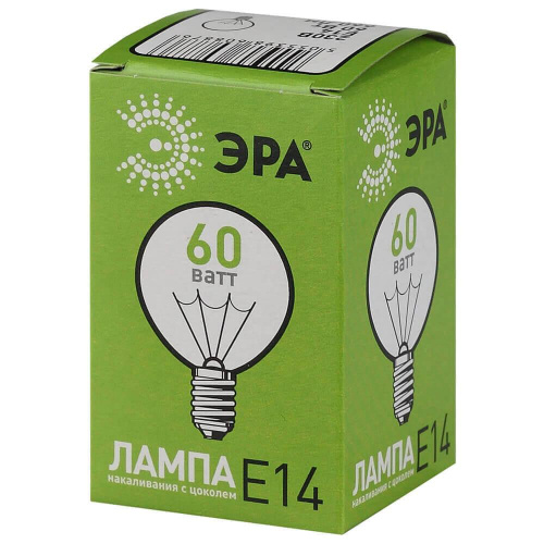 Лампа накаливания ЭРА E14 60W 2700K прозрачная ЛОН ДШ60-230-E14-CL