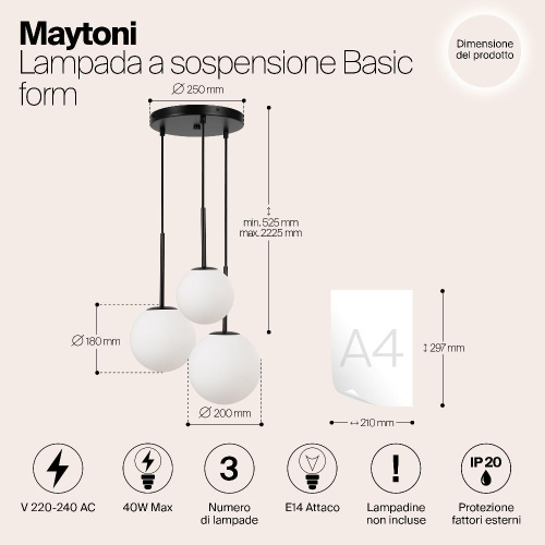 Подвесной светильник Maytoni MOD321PL-03B
