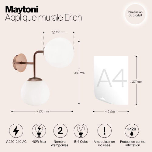 Бра Maytoni Erich MOD221-WL-02-G