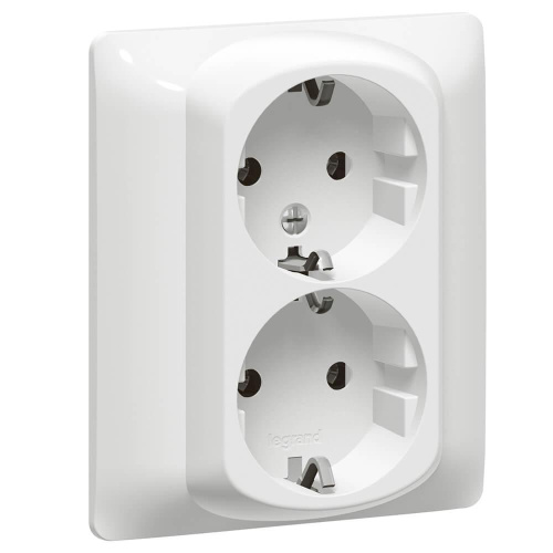 Розетка 2х2К+3 Legrand Galea Life 16A 250V с/з со шторками автоматические клеммы белая 771033