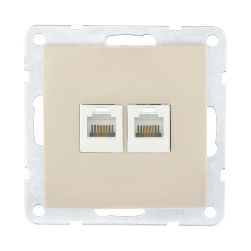 Розетка LK Studio компьютерная 2хRJ-45 кат. 5е с накладкой (бежевый) LK60 866201-1