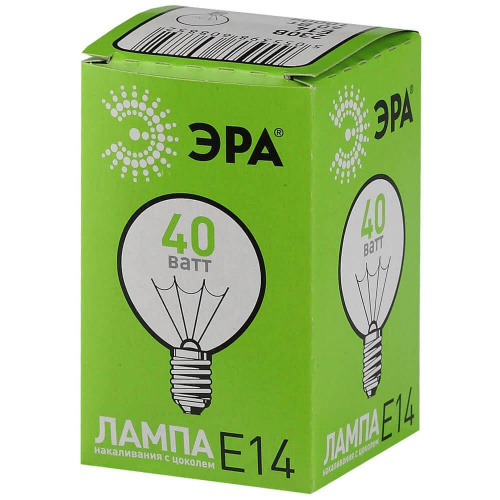 Лампа накаливания ЭРА E14 40W 2700K прозрачная ЛОН ДШ40-230-E14-CL