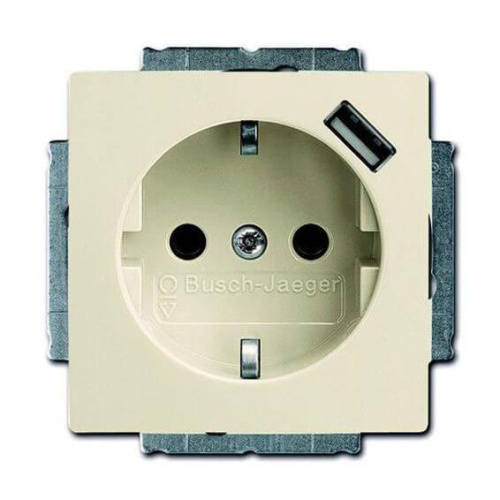 Розетка ABB Basic55 Schuko с/з 16A 250V со шторками USB безвинтовой зажим слоновая кость 2CKA002011A6192 Розетка ABB Basic55 Schuko с/з 16A 250V со шторками USB безвинтовой зажим слоновая кость 2CKA002011A6192
