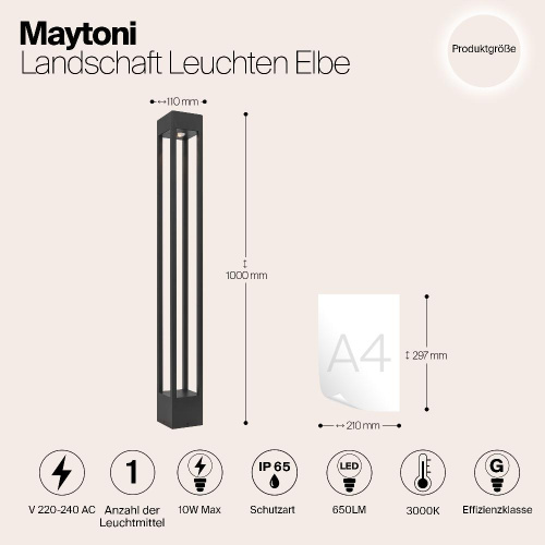 Уличный светодиодный светильник Maytoni Elbe O424FL-L10GF