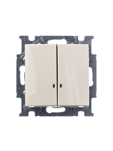 Выключатель двухклавишный ABB Basic55 10A 250V с подсветкой слоновая кость 2CKA001012A2157