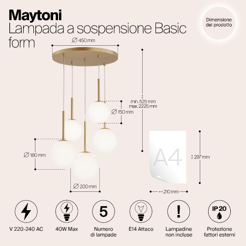 Подвесной светильник Maytoni MOD321PL-05G1