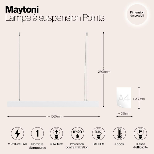 Подвесной светодиодный светильник Maytoni Vinder P050PL-L40W4K Подвесной светодиодный светильник Maytoni Vinder P050PL-L40W4K