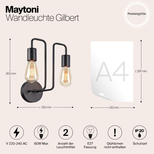 Бра Maytoni Gilbert T532WL-02B Бра Maytoni Gilbert T532WL-02B