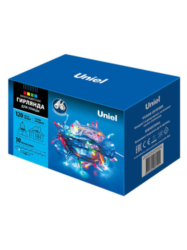 Светодиодная гирлянда Uniel 220V разноцветная с мерцанием ULD-S1000-120/TWK MULTI IP67 UL-00001353 Светодиодная гирлянда Uniel 220V разноцветная с мерцанием ULD-S1000-120/TWK MULTI IP67 UL-00001353