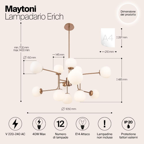 Подвесная люстра Maytoni Erich MOD221-PL-12-G