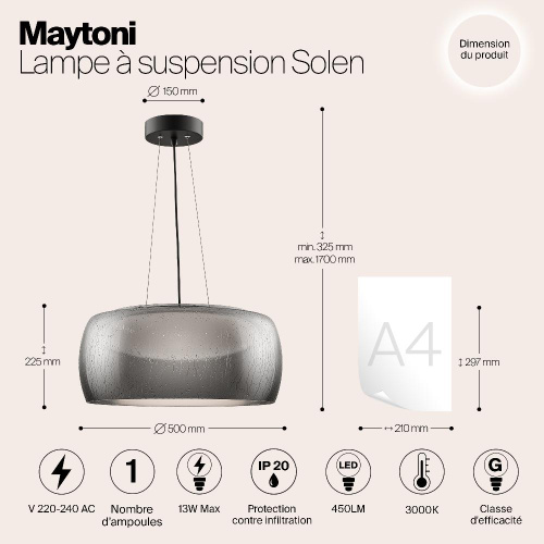 Подвесной светодиодный светильник Maytoni Solen MOD073PL-L16B3K Подвесной светодиодный светильник Maytoni Solen MOD073PL-L16B3K