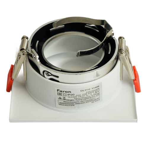 Светильник встраиваемый Feron DL3112 потолочный MR16 G5.3 белый + хром 51406