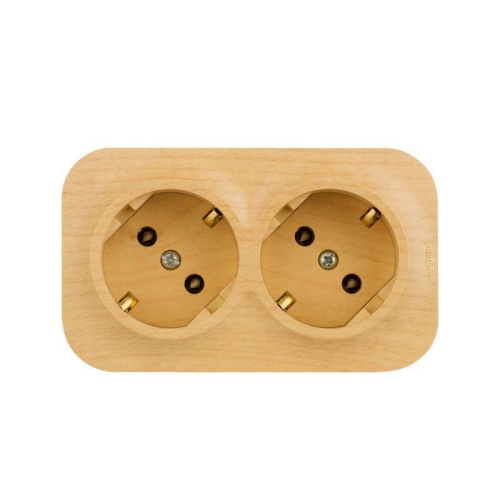 Розетка 2х2К+З Legrand Quteo 16A 250V дерево 782293