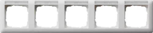 Рамка 5-постовая Gira Standard 55 с полем для надписи чисто-белый шелковисто-матовый 109527