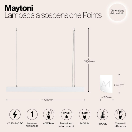 Подвесной светодиодный светильник Maytoni Vinder P050PL-L40W4K Подвесной светодиодный светильник Maytoni Vinder P050PL-L40W4K