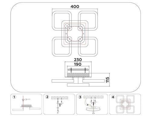 Потолочная светодиодная люстра Ambrella light Acrylica Original FA3861 Потолочная светодиодная люстра Ambrella light Acrylica Original FA3861
