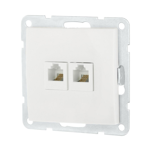 Розетка LK Studio компьютерная 2хRJ-45 кат. 5е с накладкой (белый) LK60 866204-1 Розетка LK Studio компьютерная 2хRJ-45 кат. 5е с накладкой (белый) LK60 866204-1
