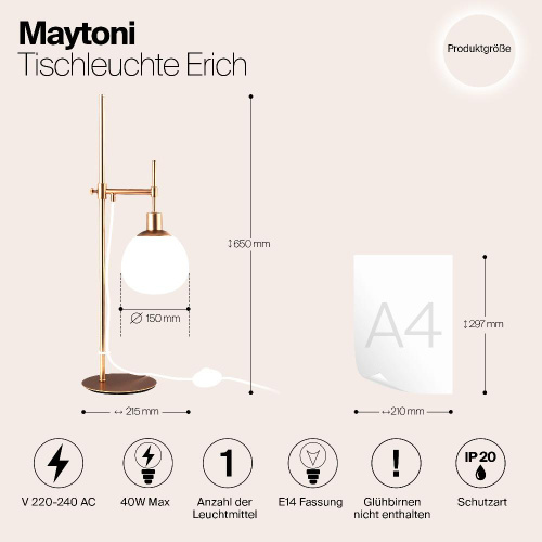 Настольная лампа Maytoni Erich MOD221-TL-01-G