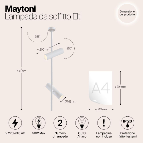 Потолочный светильник Maytoni Elti C021CL-02W