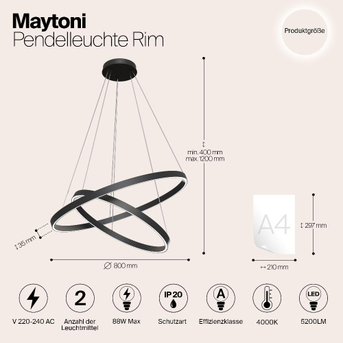 Подвесной светодиодный светильник Maytoni Rim MOD058PL-L74B4K Подвесной светодиодный светильник Maytoni Rim MOD058PL-L74B4K