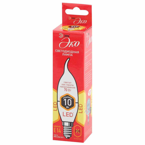 Лампа светодиодная ЭРА E14 10W 2700K матовая ECO LED BXS-10W-827-E14 Б0040885