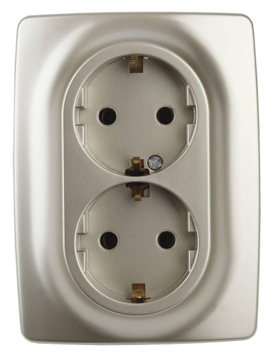 Розетка ЭРА 12 2x2P E Schuko со шторками 16A 250V 12-2108-04 Б0036445