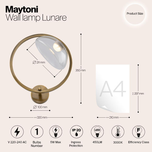 Бра Maytoni Moon MOD327WL-L5BS3K1
