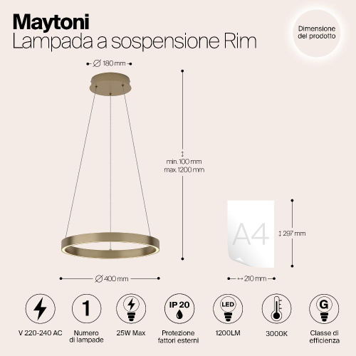 Подвесной светильник Maytoni MOD058PL-L22BS3K