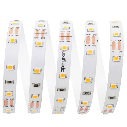 Светодиодная лента Apeyron 4,8W/m 60LED/m 2835SMD теплый белый 5M 00-403 Светодиодная лента Apeyron 4,8W/m 60LED/m 2835SMD теплый белый 5M 00-403