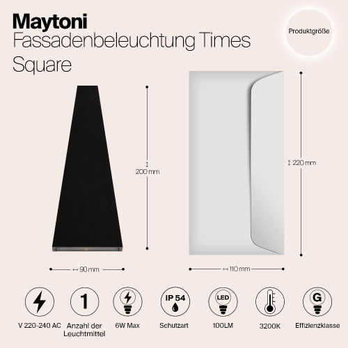 Уличный настенный светодиодный светильник Maytoni Times Square O580WL-L6B Уличный настенный светодиодный светильник Maytoni Times Square O580WL-L6B