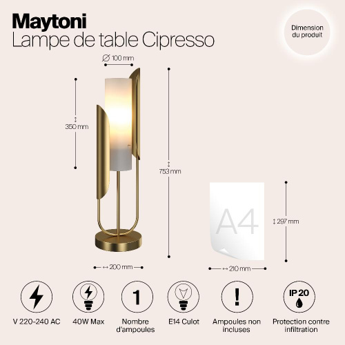 Настольная лампа Maytoni Сipresso Z014TL-01G Настольная лампа Maytoni Сipresso Z014TL-01G