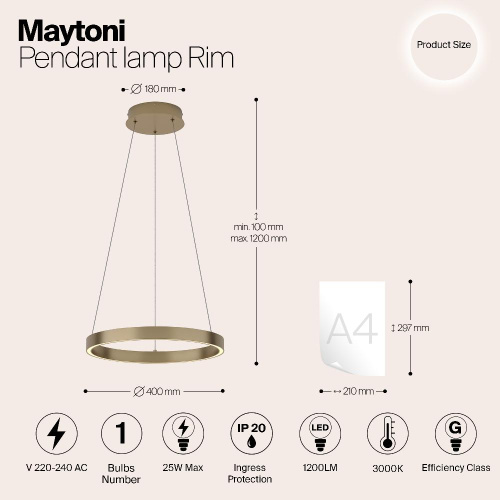 Подвесной светильник Maytoni MOD058PL-L22BS3K