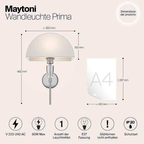 Настенный светильник (бра) Maytoni Z034WL-01CH Настенный светильник (бра) Maytoni Z034WL-01CH