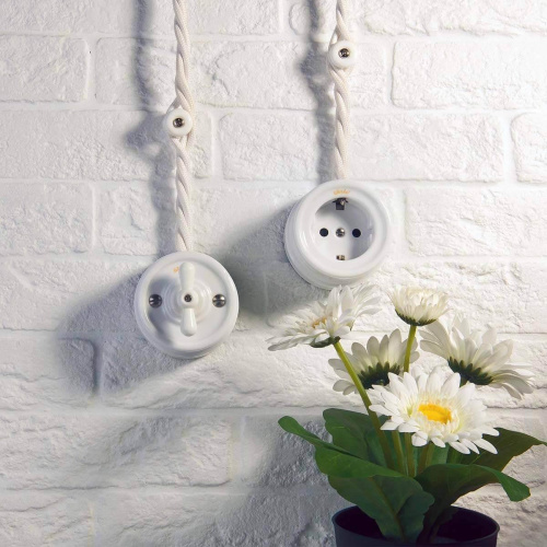 Розетка с заземлением Werkel Ретро белый W5671001 4690389166792