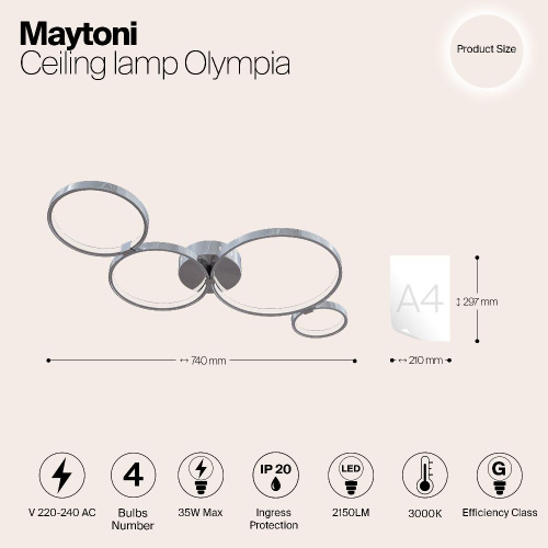 Потолочный светодиодный светильник Maytoni Olympia MOD448-44-N Потолочный светодиодный светильник Maytoni Olympia MOD448-44-N