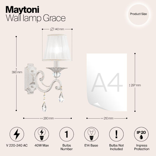 Бра Maytoni Grace ARM247-01-G Бра Maytoni Grace ARM247-01-G