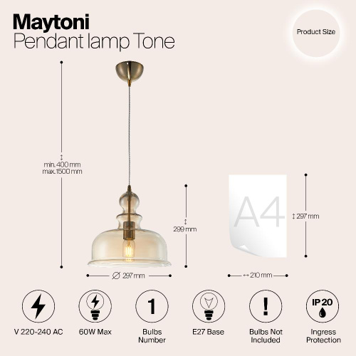Подвесной светильник Maytoni Tone P001PL-01BZ