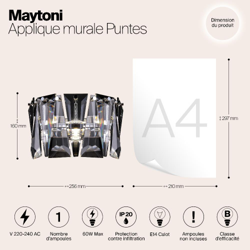Настенный светильник Maytoni Puntes MOD043WL-01CH Настенный светильник Maytoni Puntes MOD043WL-01CH