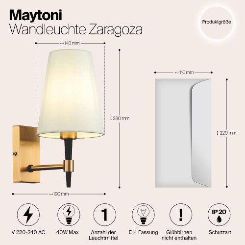 Бра Maytoni Zaragoza H001WL-01BS Бра Maytoni Zaragoza H001WL-01BS