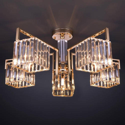 Потолочная люстра Eurosvet April 10126/5 золото/прозрачный хрусталь Strotskis Smart