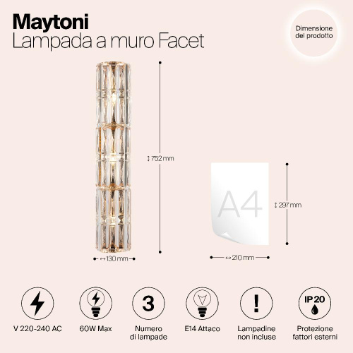 Настенный светильник Maytoni Facet MOD094WL-03G