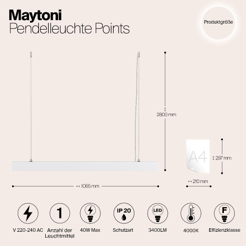Подвесной светодиодный светильник Maytoni Vinder P050PL-L40W4K Подвесной светодиодный светильник Maytoni Vinder P050PL-L40W4K