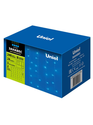 Светодиодная гирлянда Uniel занавес 220V синий ULD-C2030-240/DTA BLUE IP20 07942 Светодиодная гирлянда Uniel занавес 220V синий ULD-C2030-240/DTA BLUE IP20 07942