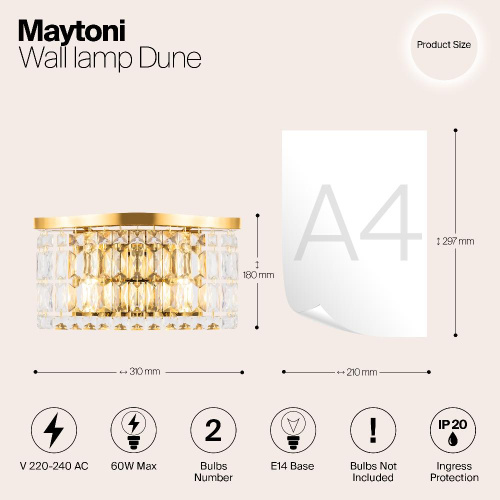 Настенный светильник Maytoni Dune DIA005WL-02G