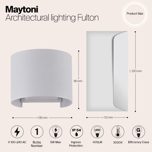 Уличный настенный светодиодный светильник Maytoni Fulton O573WL-L6W